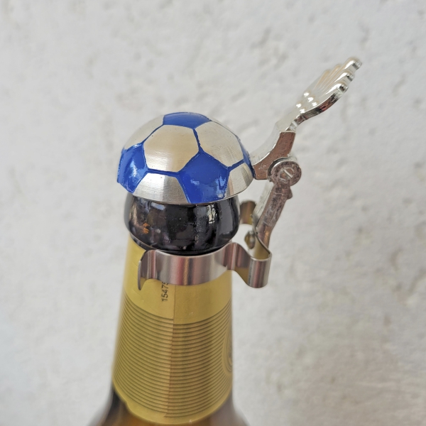 Fussball Zinndeckel im Set für Bierflasche